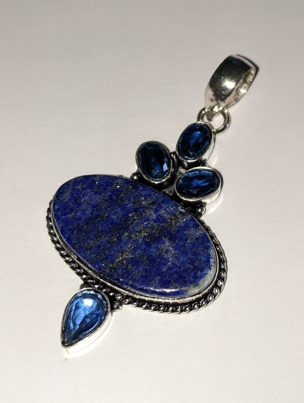 Lapis Lazuli, Tanzanite Gemstone Jewelry 925 Sterling Silver Pendant Necklace - Picture 2 of 6